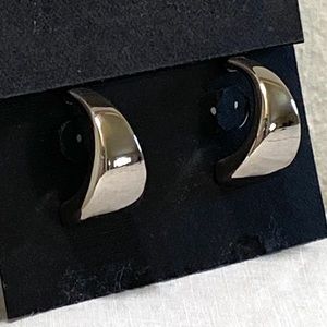 Silver Pierced Earrings 925 Sterling Half Hoop Designer Signed MCK Mexico 1 inch